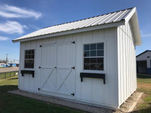 white garden shed for storage